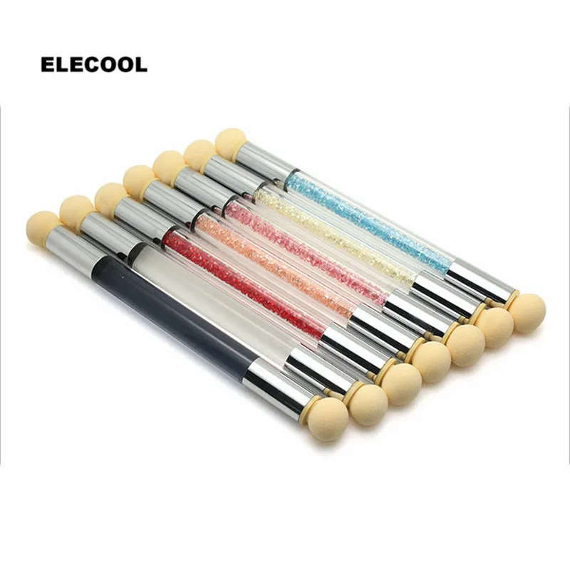 ELECOOL Dual head Nail Art Sponge Brush Kit With Extra 4 Sponge Heads