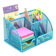 Офисные принадлежности сетчатый Настольный Органайзер настольный держатель для карандашей аксессуары Caddy с ящиком, 7 отсеков, синий