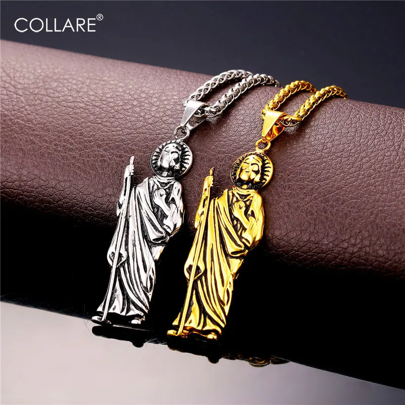 Collare Jesus Piece Necklaces & Pendants Gold Color Stainless Steel