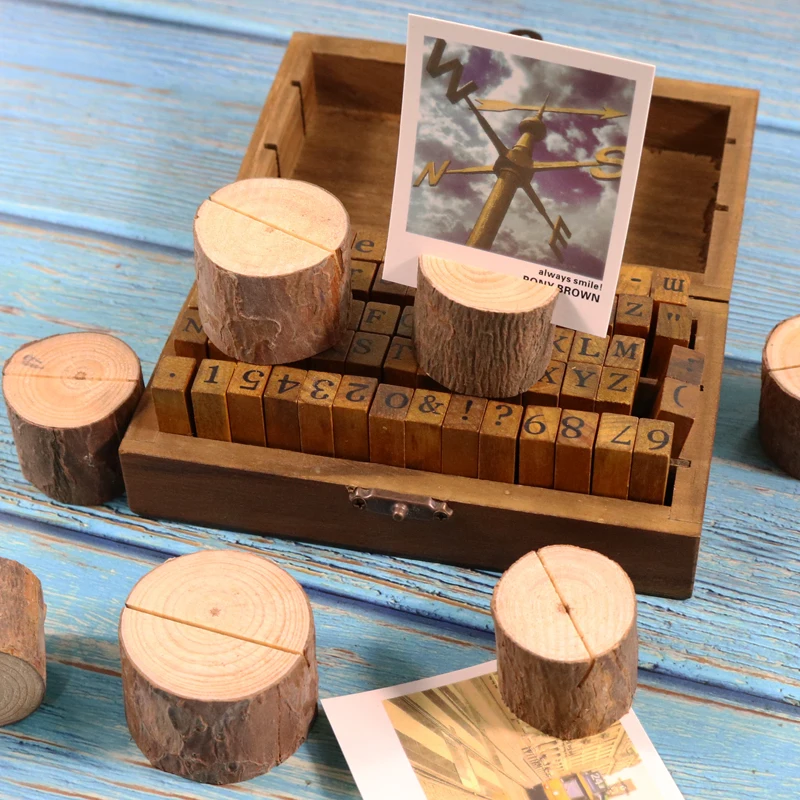 

1pc Natural Wood Card Holder Wooden Stump Stand Unfinished Wood DIY Woodwork Craft Table Decoration Menu Name Card Holder
