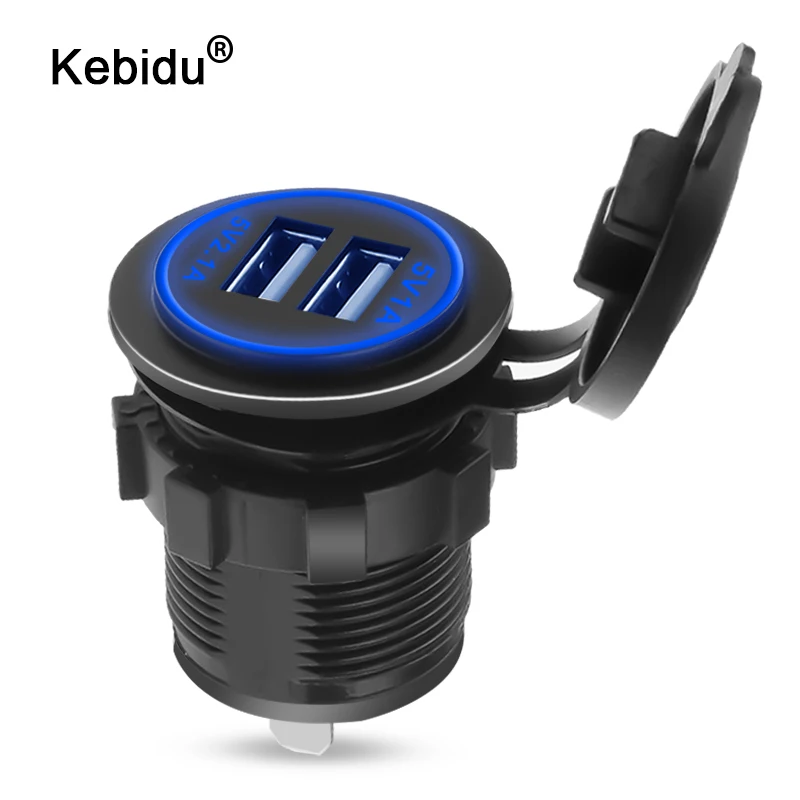 

kebidu Dual USB Port Car Charger Cigarette Lighter Socket Plug LED Voltmeter Waterproof Mobile Phone Smart Charging Adapter