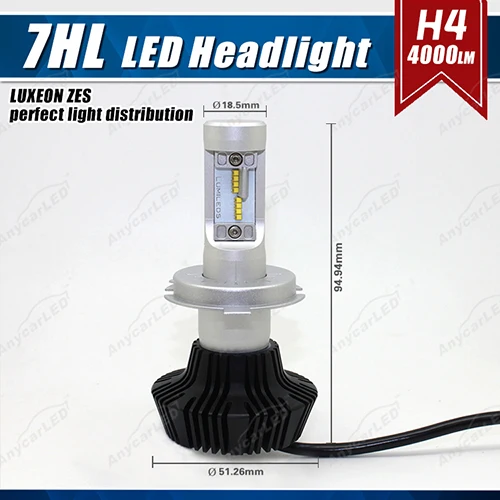 1 комплект H4 9003 HB2 50 Вт 8000LM G7 светодиодный фары комплект LUMI luxeon ZES чипсы вентилятора чистый белый 6500 К W/Водительские противотуманные лампы