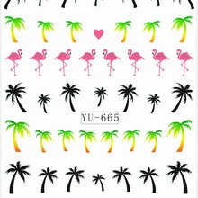 1х наклейка для ногтей пальмовое дерево Фламинго переводные наклейки на ногти переводные наклейки s водная наклейка Opp упаковка рукава YU665