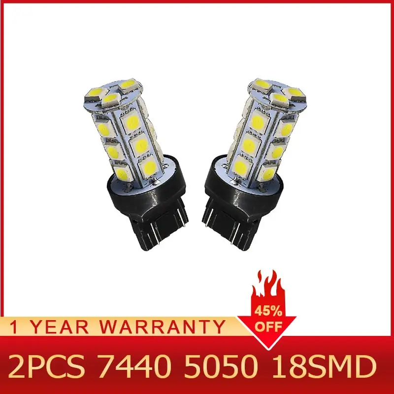 Roadot 2 шт. 7440 5050 18 SMD белый 6000 K ходовые огни Сигналы поворота для автомобиля
