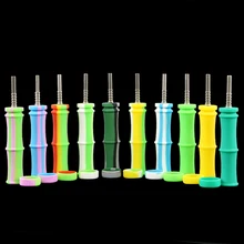 Форма Бамбука силикона NC комплект с титановым гвоздем табака курительная трубка концентрат