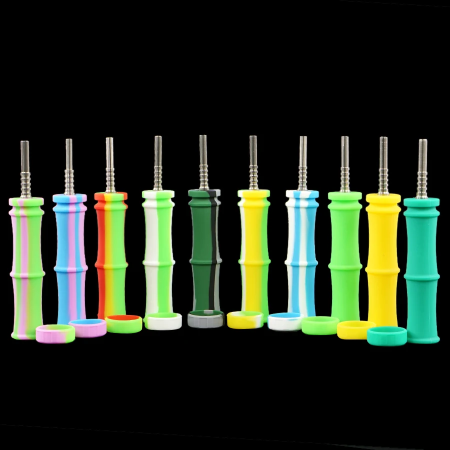 

Bamboo shape silicone NC kit with Titanium Nail Tobacco Smoking Pipe Concentrate