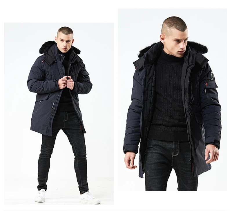 Зимнее пальто для мужчин, ветровка с меховым капюшоном, уличная мужская куртка в стиле хип-хоп, военный Тренч, пальто, длинная парка, jaqueta masculina