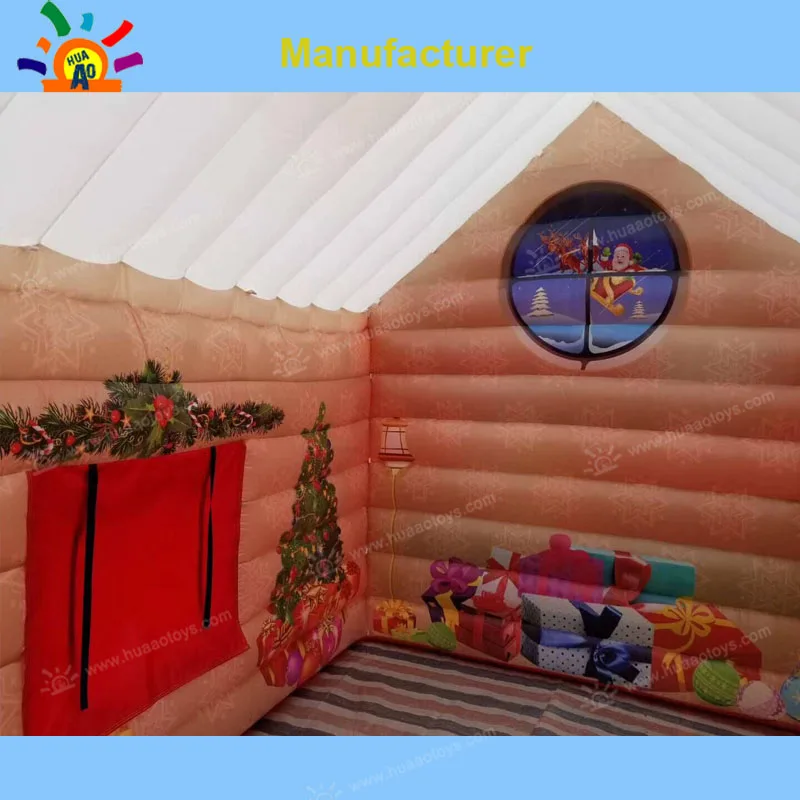 Надувной домик Санты для рождественского праздника, Надувное Рождественское украшение(Бесплатный воздуходувка