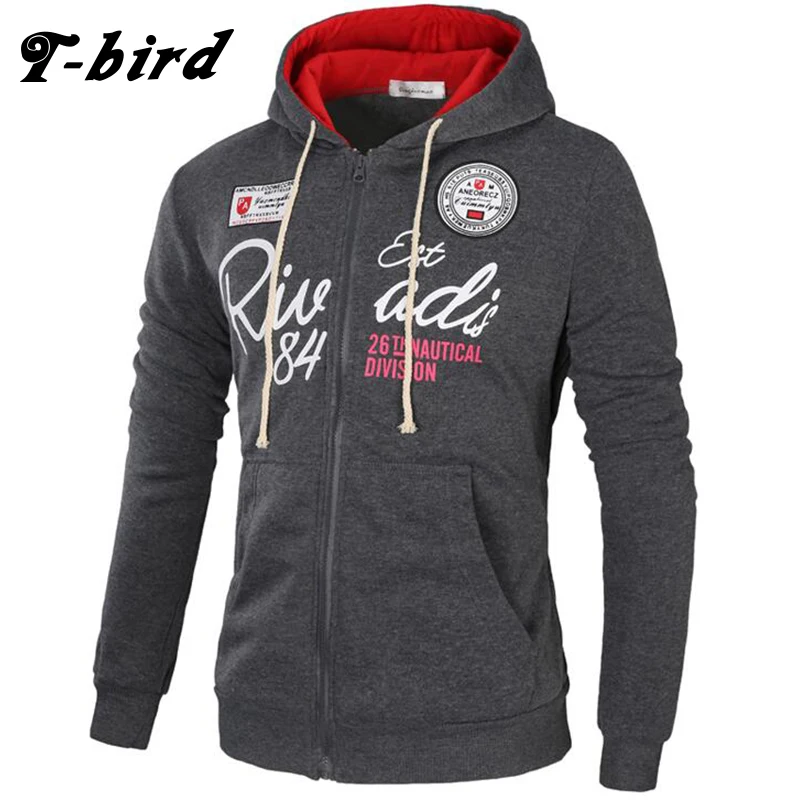 

T-bird Brand 2017 Hoodies Brand Men Letter Printing Sweatshirt Male Hoody Hip Hop Autumn Winter Zipper Hoodie Mens Pullover