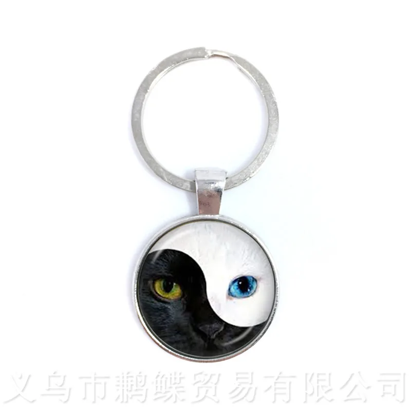 Новинка 2018 брелки для ключей Tai Chi Yin Yang 25 мм круглый стеклянный Художественный