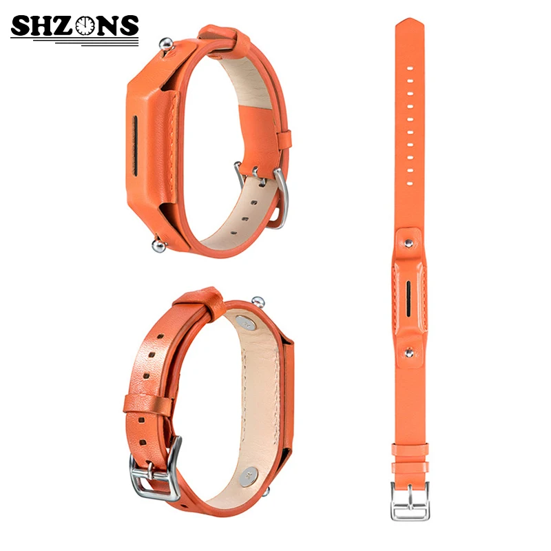 

SHZONS Genuine Leather Smart Wristband Replaceable Genuine Leather Watch Band Fully Wrapped Genuine Leather for Fitbit Flex 2