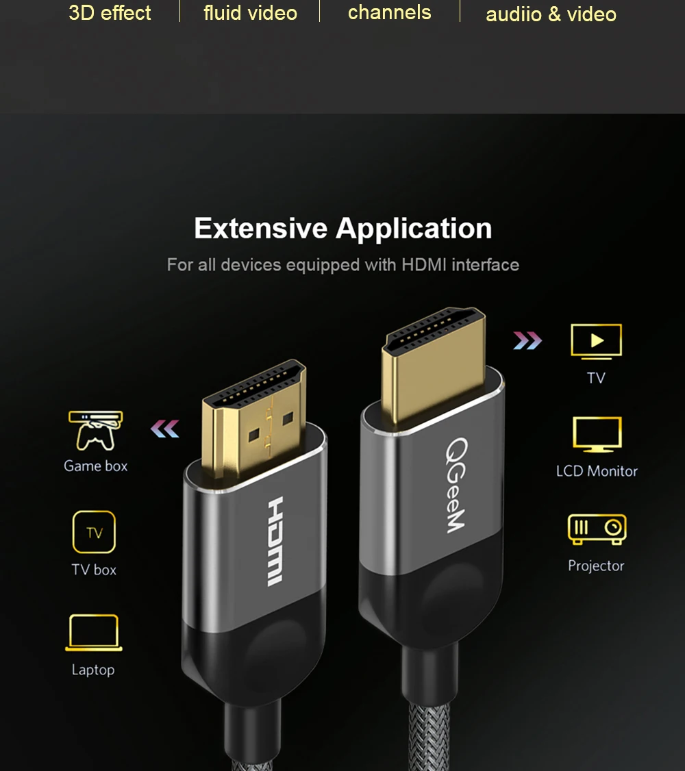 QGEEM HDMI кабель HDMI к HDMI 2,0 кабель для PS3 PS4 проектор HD lcd Apple tv компьютерный ноутбук 1 м 2 м 3 м 5 м Кабель Hdmi