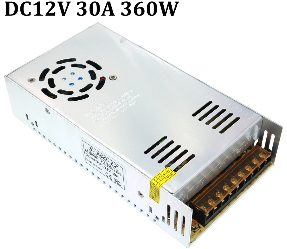 

360W 12V 30A Switching power supply Voltage Transformer Led Driver AC 110V-220V TO DC12V for Strip light display CNC 3D Print