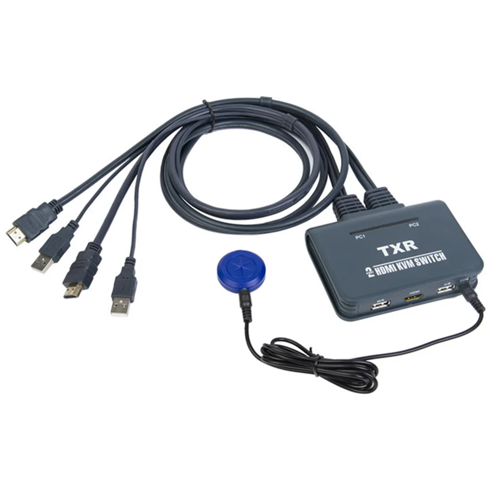 

2 Port Keyboard Mouse TV Projector KVM Switch Plug And Play HDMI USB Button Computer With Cables Splitter Box Desktop Controller