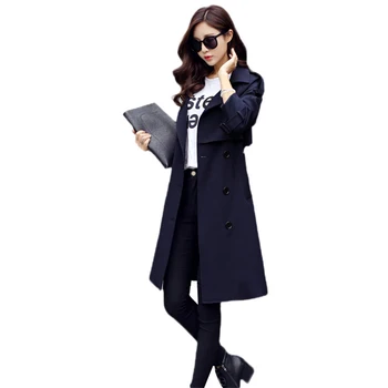 

Spring Mediun long Women Windbreaker Slim Fashion Temperament Solid color Trench coat Autumn Elegant Female Windbreaker DT0027
