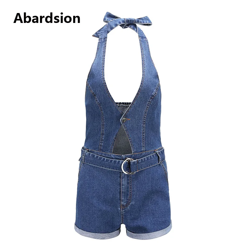 Abardsion Vogue Women Denim Playsuit Cotton Halter Jumpsuit Rompers Sashes Slim High Waist Shorts Jeans Overalls Playsuits Abardsion Vogue Women Denim Playsuit Cotton Halter Jumpsuit Rompers Sashes Slim High Waist Shorts Jeans Overalls Playsuits