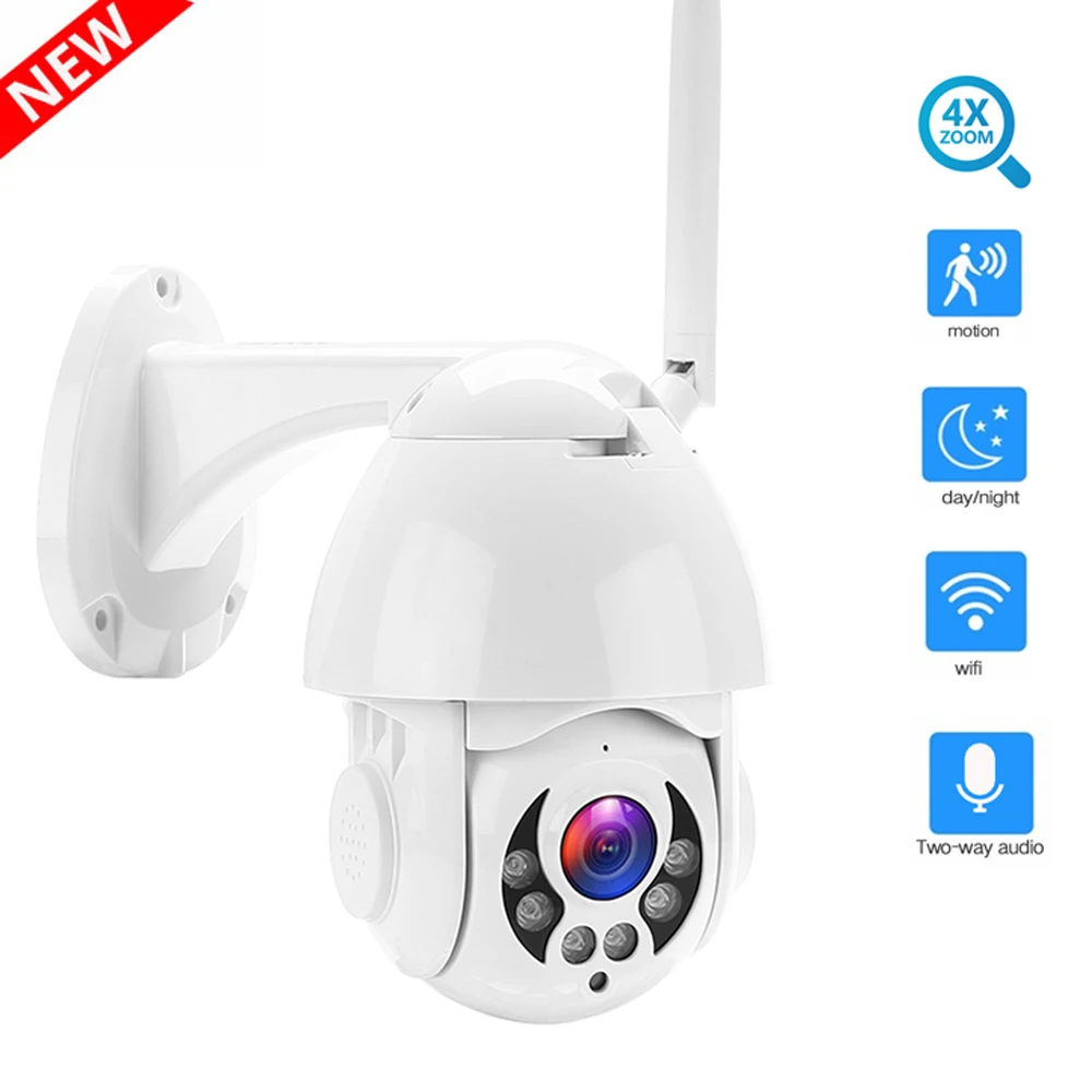 

1080P PTZ IP Camera Wifi Outdoor Speed Dome Wireless Wifi Security Camera Pan Tilt 4X Digital Zoom Network CCTV Surveillance