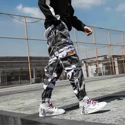 Мужские Jogger осенние карандашный гаремный брюки тактические походные Мужские штаны многокарманные хип-хоп японские Harajuku камуфляжные брюки