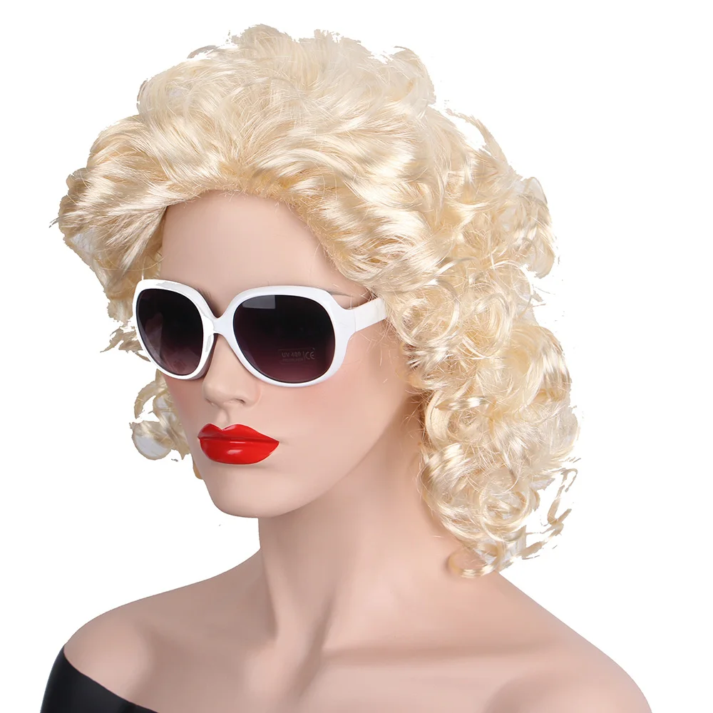 Парики для косплея для женщин блонд парик волосы Anxin короткий кудрявый светильник Золото Мэрилин Монро синтетические волосы для женщин