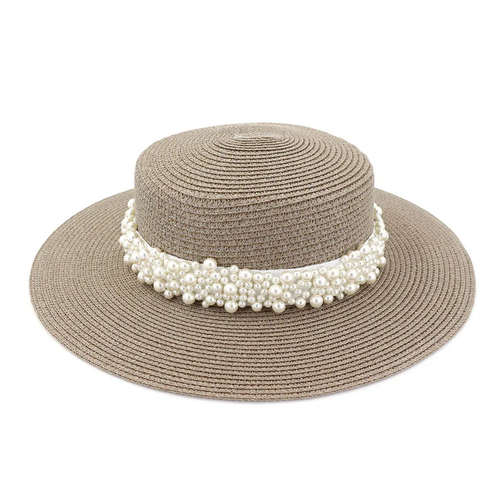 FS Модные женские шляпы с плоской подошвой, соломенная жемчужная фетровая шляпа для церкви, летняя Солнцезащитная джазовая Кепка цвета хаки, винтажная шляпа с широкими полями - Цвет: Dark Gray Jazz Hat