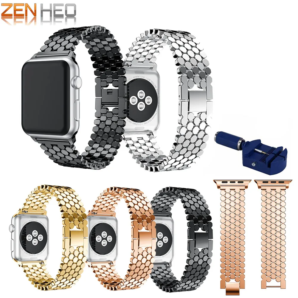 

Luxury Stainless Steel link bracelet band for Apple Series 4 3 2 1 44mm 40mm Watch Band 38mm 42mm Bracelet adjustable wristband