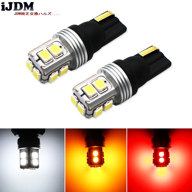 iJDM Canbus White and Amber 3030 High Power 168 2825 T10 LED Bulbs For Car Parking Position Lights,Interior Map Dome Lights,12V