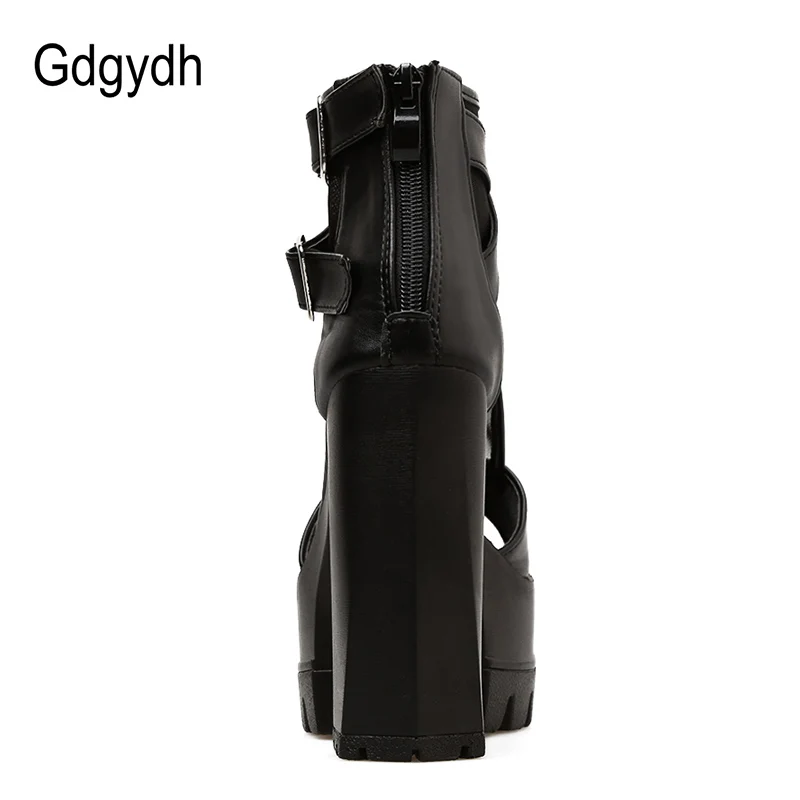 Женские босоножки на платформе и высоком каблуке Gdgydh черные сетчатые Вечерние