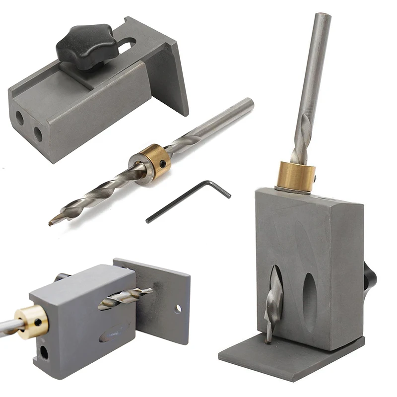 

New Pocket Hole Jig Drilling Position System with Step Drill Bit Set For Woodworking Tool