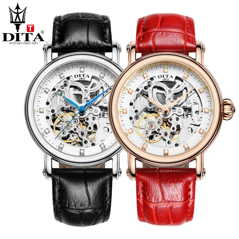 

DITA Skeleton lover's watches luxury automatic mechanical couple watch sport waterproof business leather belt watch Tourbillon