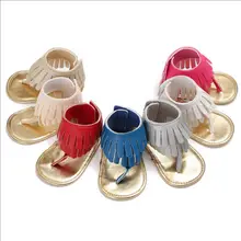 Малышей Летние босоножки для девочек детские PU кожаная подошва обувь Европа Стильный кистями летняя детская обувь 0-18 м