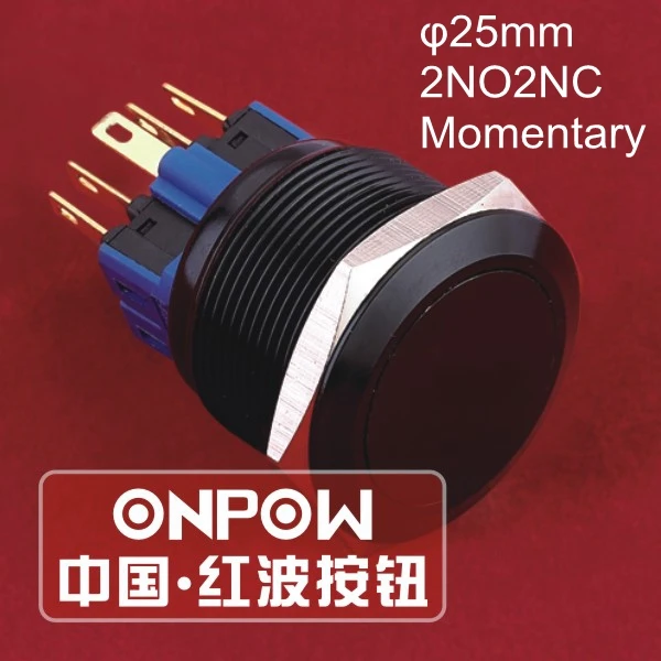 ONPOW 25 мм 2NO2NC алюминиевый сплав черный анодированный Мгновенный антивандальный