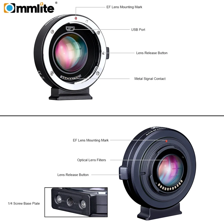 Commlite AEF-MFT Booster 0.71x фокусный преобразователь Booster переходник-крепление для объективов с автофокусом для объектива Canon EF для Panasonic/для Olympus M4/3