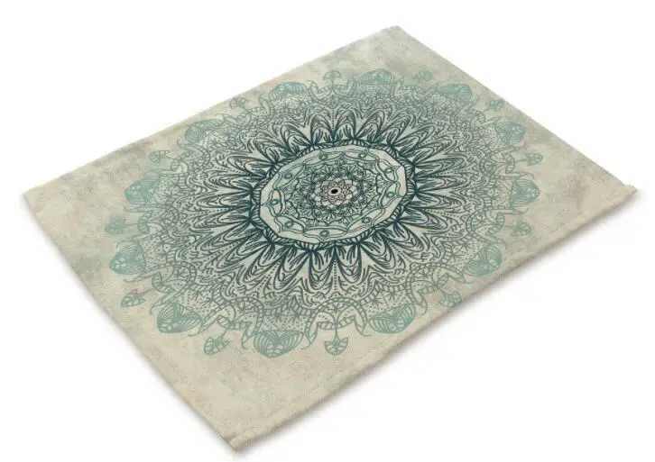  Printed Linen Placemat Place mat Table Mat flower colorful polyester Dinner table mat Coaster Home 