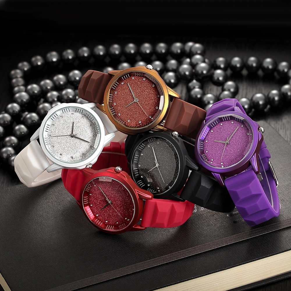 Звездное небо tonneau циферблат мягкие женские часы на силиконовом ремешке простой алмаз элегантные женские наручные часы REBIRTH бренд красный кварц-часы