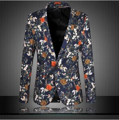 Для мужчин Досуг Пиджаки Для мужчин s осень-весна платье в деловом стиле Костюм с цветами куртка пальто плюс Размеры M-6XL