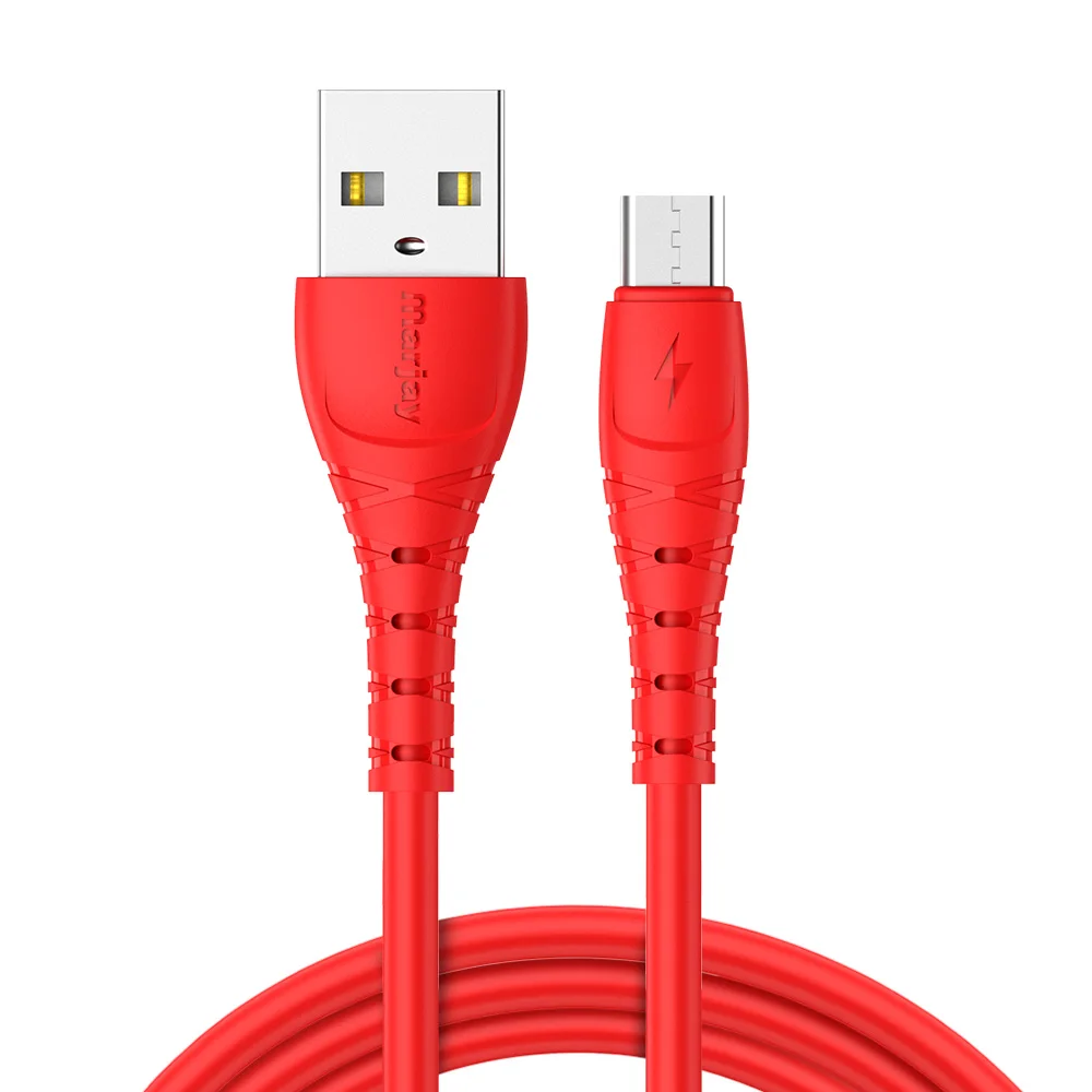 Marjay Micro USB кабель 2.4A провод для быстрого заряда для Xiaomi mi2 Redmi кабели для мобильных телефонов USB зарядное устройство кабель шнур для samsung S7 J6 - Цвет: Red for Micro USB