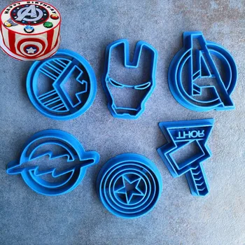 

Avenger Alliance Cookie Mould 6-piece Set Captain America Cartoon Cookie Press Baking Mould A1221