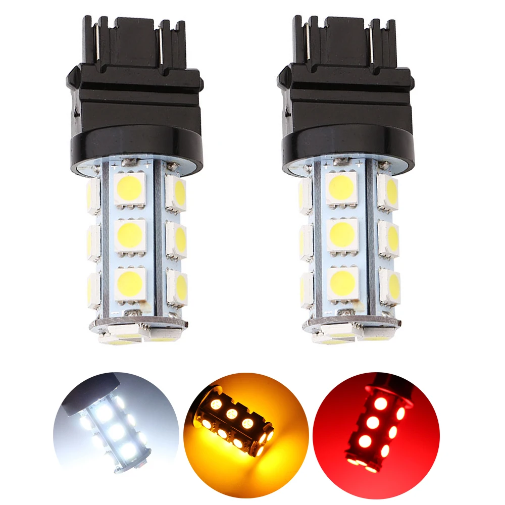 

2x 3157 3156 T25 T-25 5050 Chips 18 SMD LED Bulb Lamp Enternal Car Light Sourse Backup light Turn Signal Reverse Light White 12V