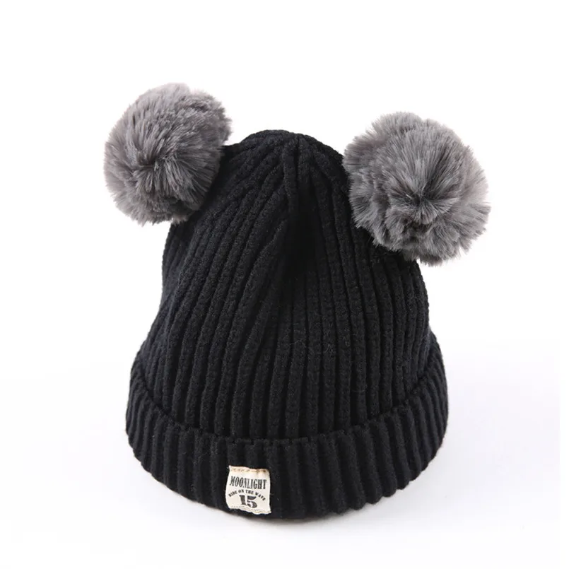 Headwear Baby hats for girls Baby newborn hats Boys Girls Cap Cotton Knitted Ball Warm Children Hats czapki dla dzieci #4S4 (6)