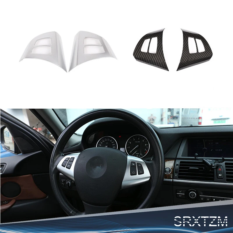 ABS Carbon Fiber Chrome Style For BMW X6 E71 2010-13 Accessories Car Steering Wheel Button Frame Cover Decoration Trim | Автомобили и