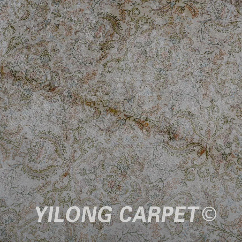 Yilong 4'x6. 2' традиционный шелковый ковер ручной работы коричневый vantage тонкие