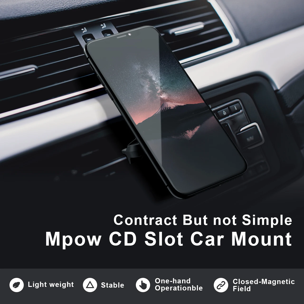 Mpow Универсальный магнитный автомобильный держатель для телефона CD слот