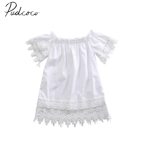 

pudcoco short sleeve pullover fashion Toddler Kids Baby Girls Clothes Lace Top Dress Party Gown Formal Dress Sundress 0-5Y