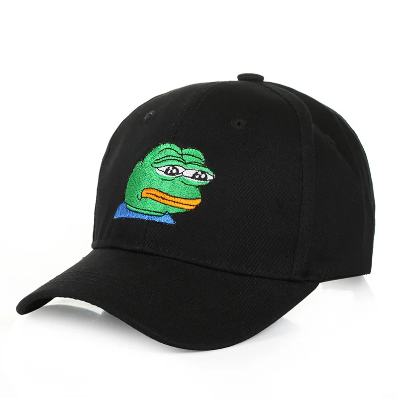 

New pepe Cap men Korean Fashion And Women Baseball dad Hat Frog Cartoon Embroidery Black Tide snapback bone casquette caps