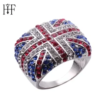 Luxury Jewelry Punk Rings American Flag Ring For Man Personality Biker Jewelry Wholesale Full of Crystal Colorful anel masculino