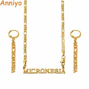 

Anniyo MICRONESIA Pendant Necklaces Earrings sets for Women Gold Color Chain Jewellery Trendy Islands Gifts #051821S