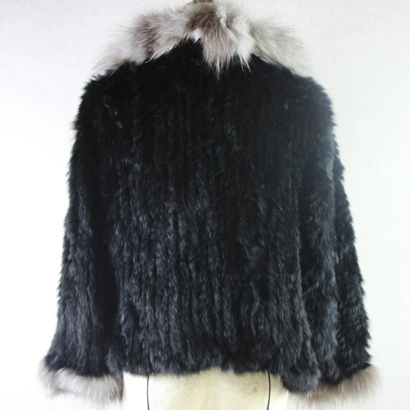 Poncho de piel de conejo Real de Invierno para mujer chal de piel de conejo Natural tejido con cuello de piel de zorro de plata auténtica Pashmina caliente vender - 3
