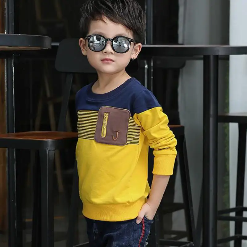 Goedkoop 2020 Lente Lange Mouwen Kids Kleding Jongens T shirt Gestreepte T shirt Jongens Kostuum Kids Tops Tee Shirt Garcon Roupas Infantis menino