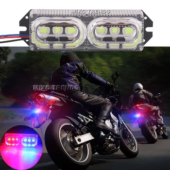

1Pcs 6leds LED Motorcycle Brake Turn Signal 12V Red Blue Light Motorcycle Warning Tail Stop Strobe Flash Emergency Light