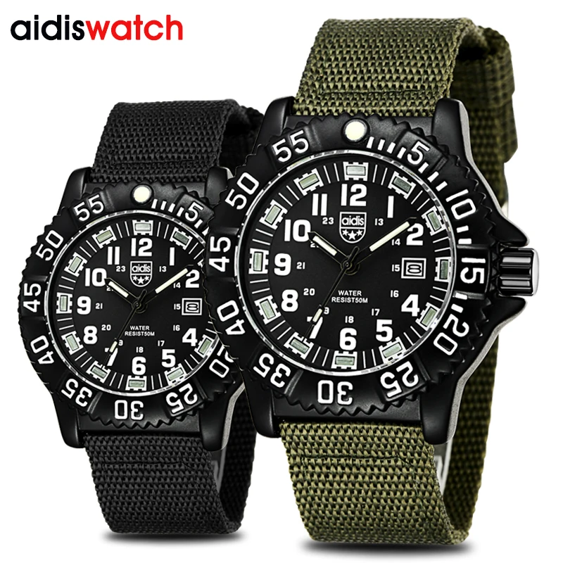 Крутые военные уличные водонепроницаемые супер ударопрочные Модные Кварцевые спортивные наручные часы удобный холщовый ремешок для часов
